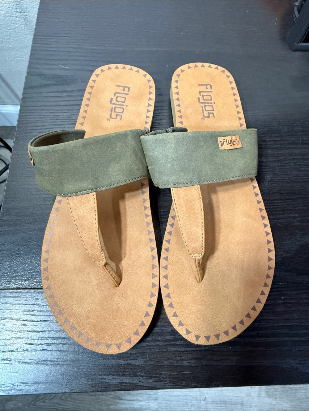 Flojos Olive Green Comfort Thong Sandals Flip Flops Women’s Size 8